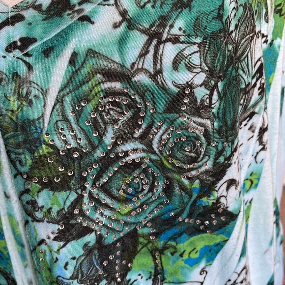 Lane Bryant green patterned top with sparkle detail 26/28 - Picture 5 of 5